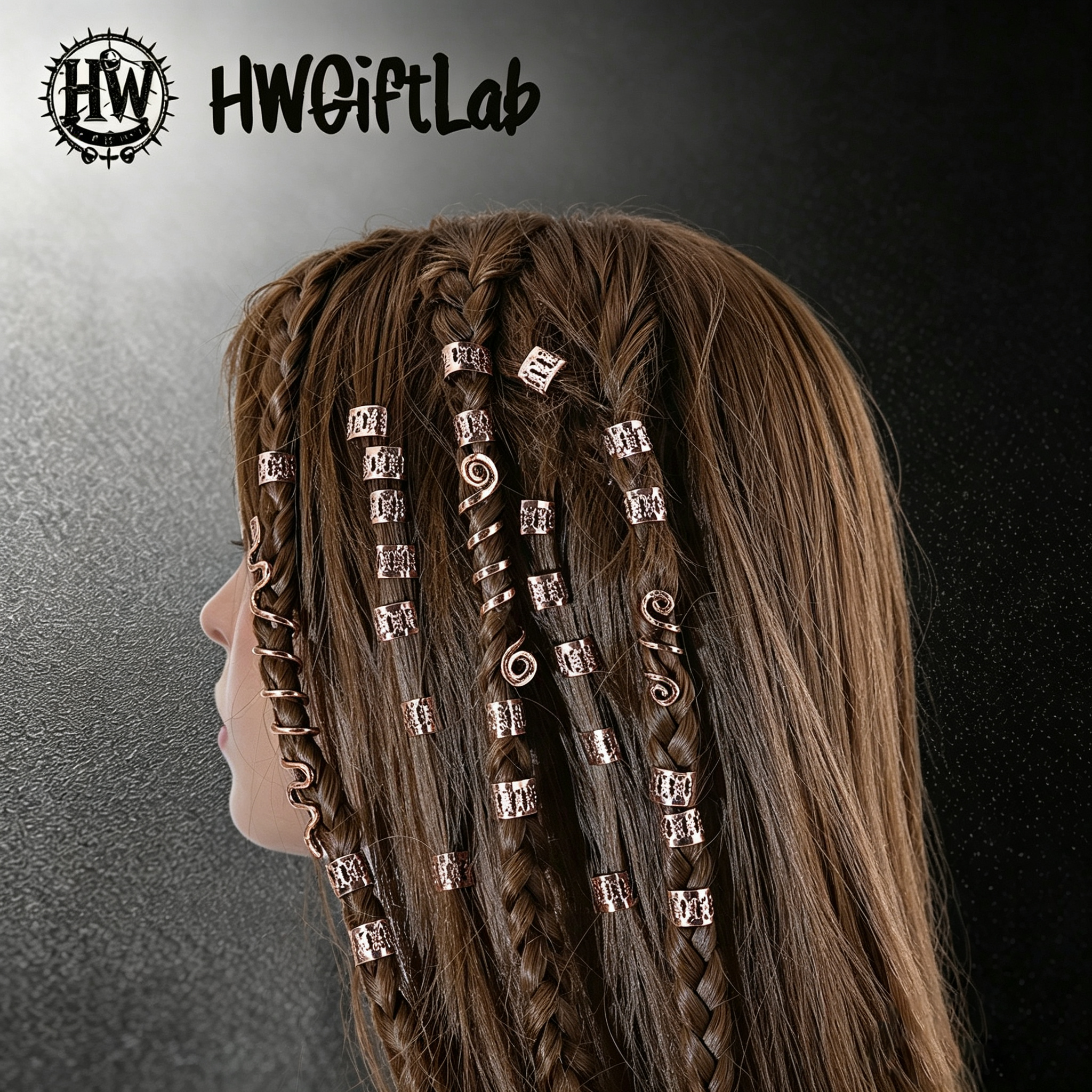 发饰A (1) Punk Champagne Hair Accessory Set - Image 1