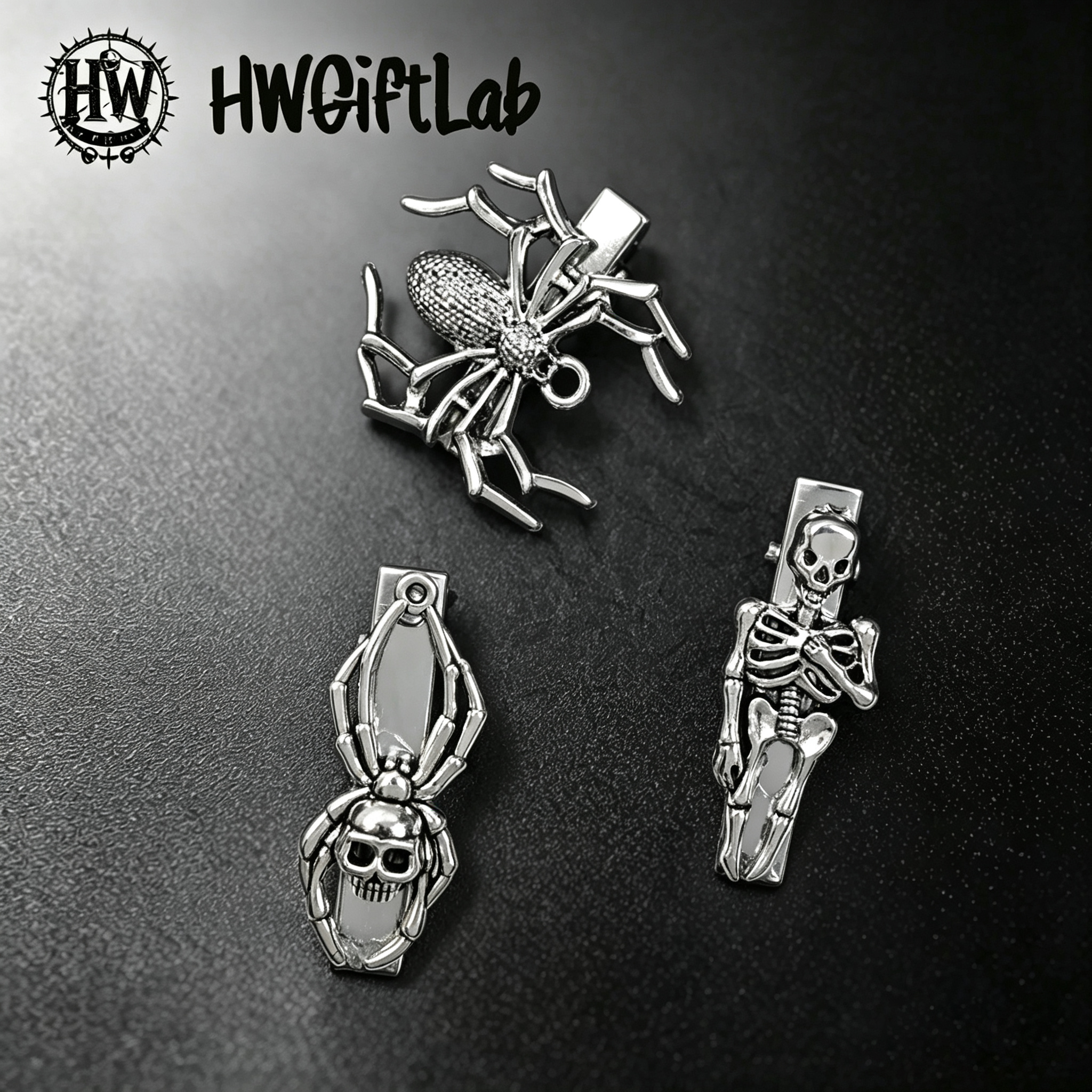 发饰C (1) Silver Spider Hair Clip - Image 1
