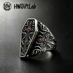 Cross Shield Red Heart Stone Ring