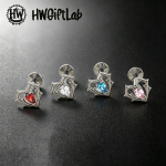 Heart Crystal Piercing Stud Earrings