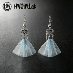 Gothic Skeleton & Tulle Drop Earrings