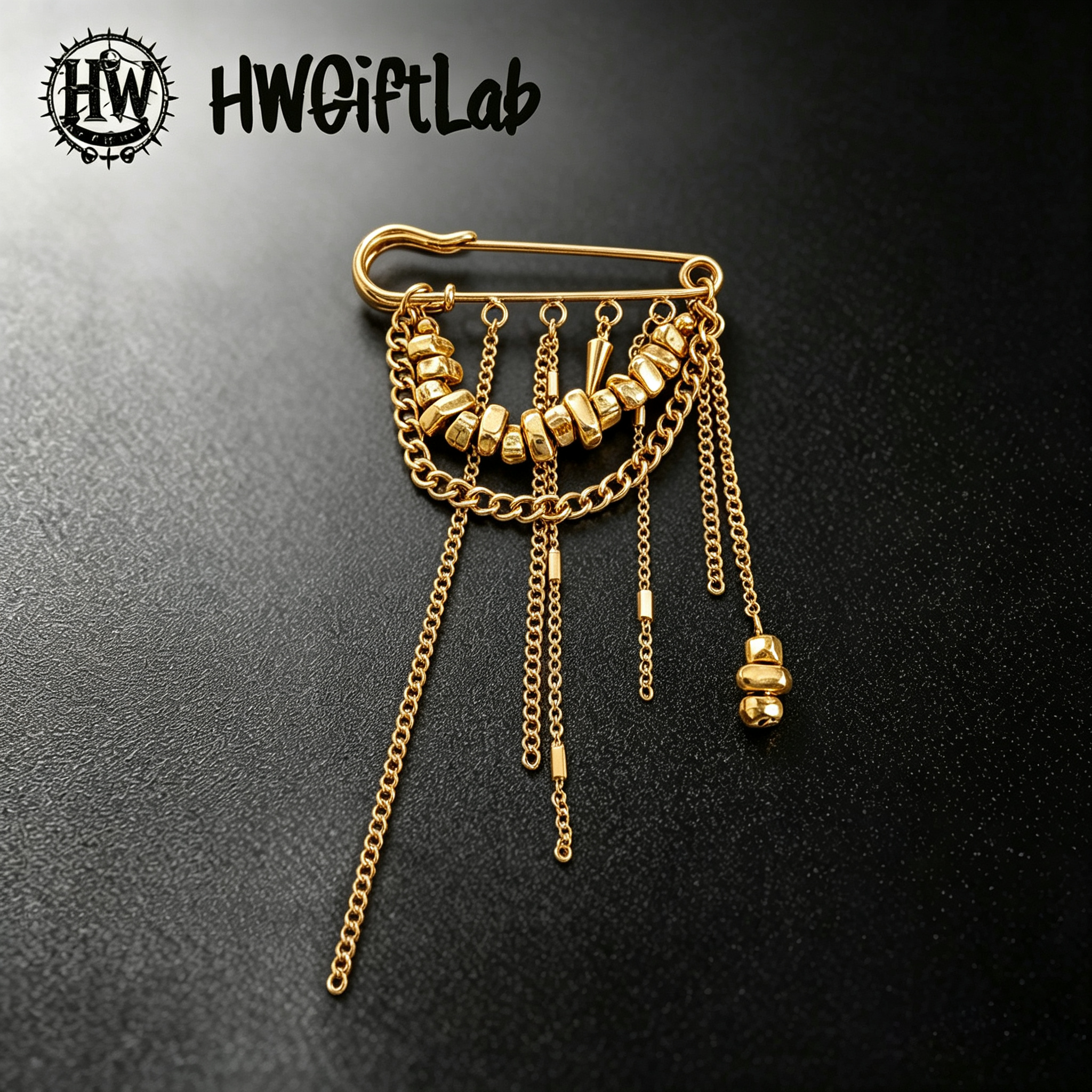 胸针C (1) Chain Tassel Brooch - Gothic Fringe Pin with Dangling Charms - Image 1