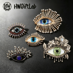 Evil Eye Brooch - Gothic Statement Pin with Crystal Accents
